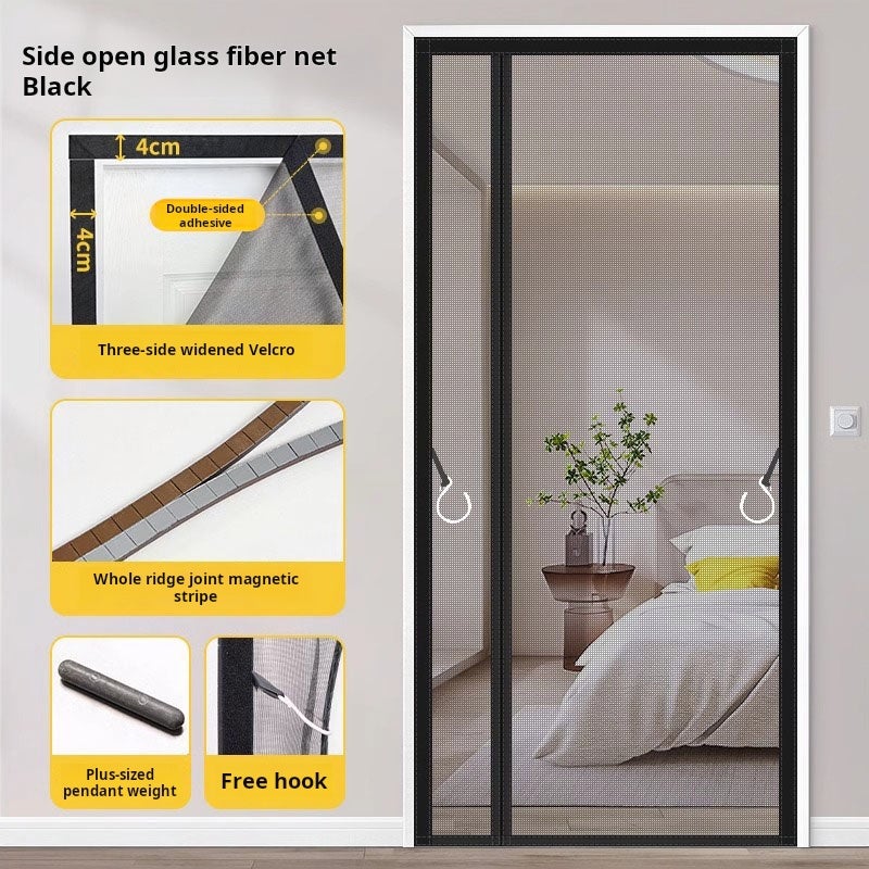 Puerta mosquitera magnética, cortina antiinsectos, cierre automático, para entrada y dormitorio, color negro (100 x 210 cm) - 4