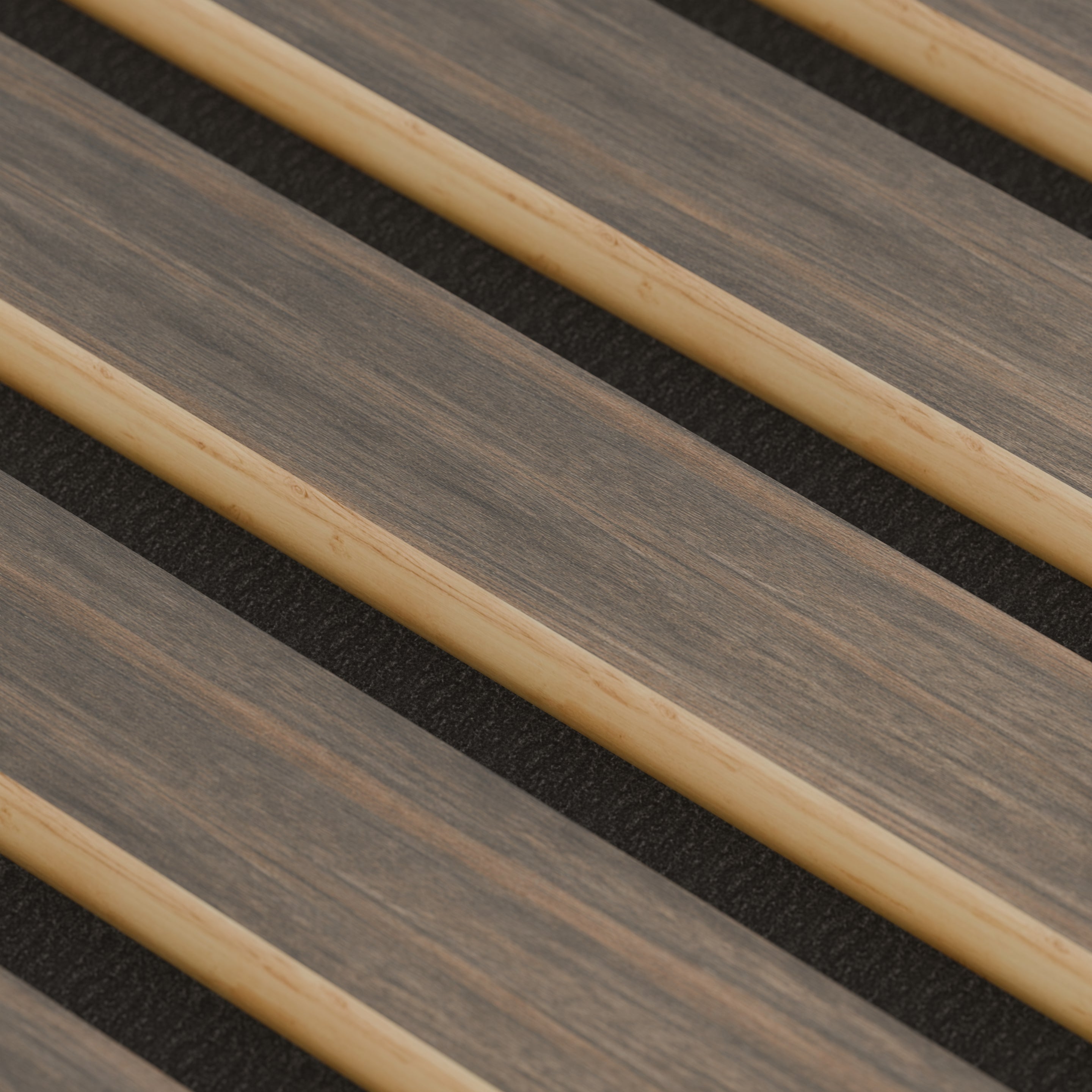 Panneau Acoustique 11mm - Noyer Foncé - Feutrine Noire - 240x60cm - Lot de 4 - 3
