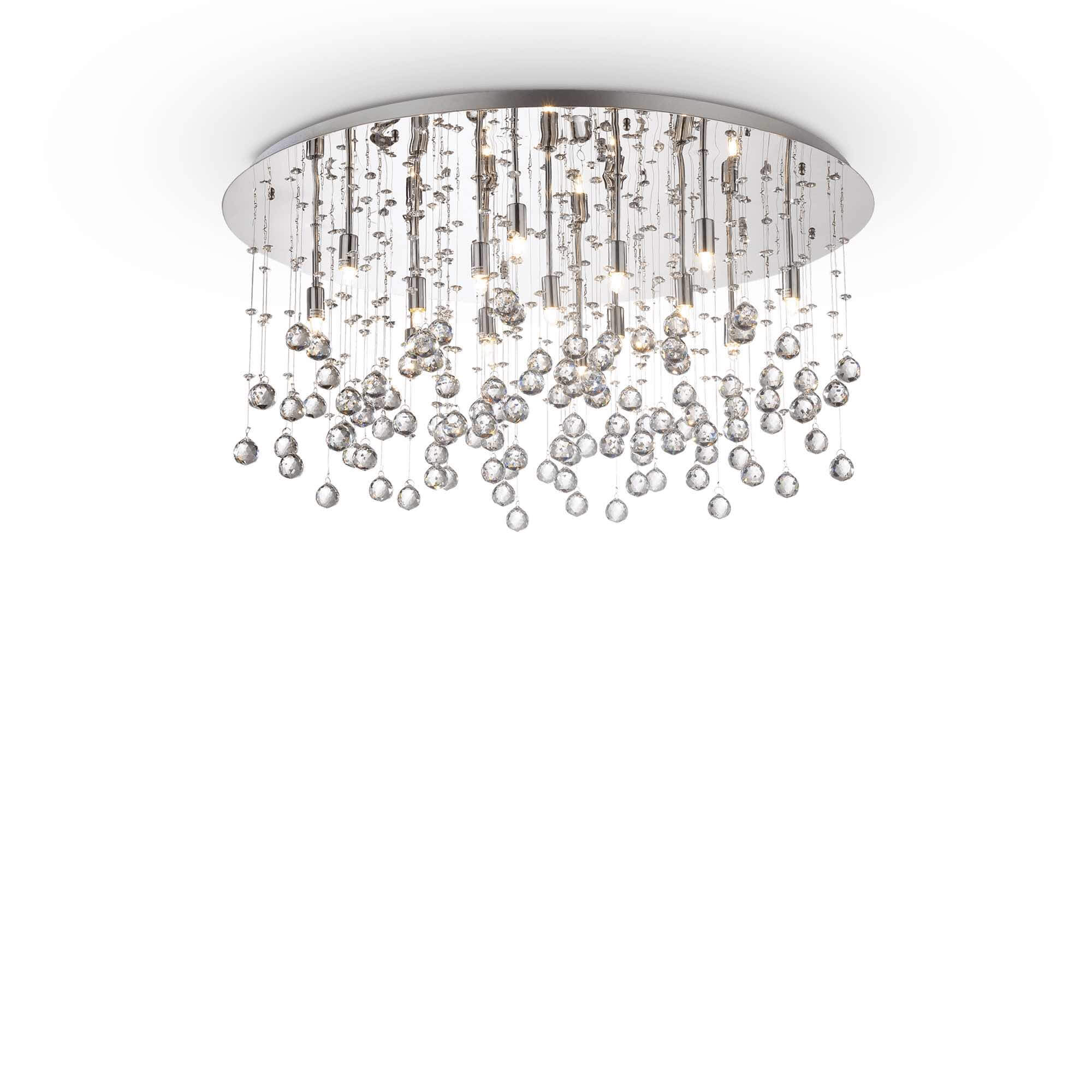 Ideal Lux  Plafonnier Chrome En Cristal Moonlight 15 Ampoules , Leroy Merlin