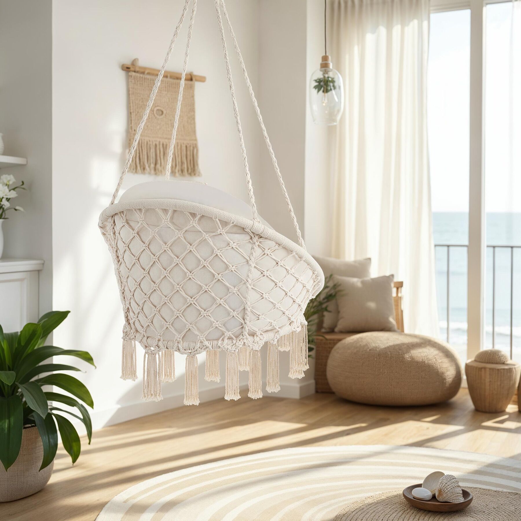 Fauteuil suspendu Samira avec un coussin d'assise épais TECTAKE - 2