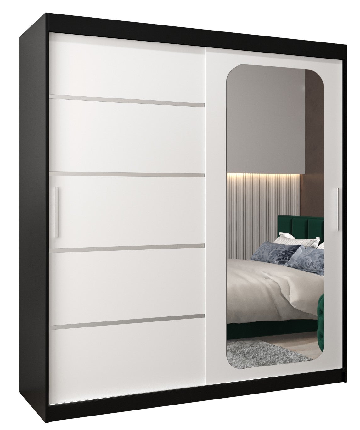 Szafa przesuwna garderoba PROMO V2 180 x 62 x 200 cm Czarny + Biały - Abiks Meble