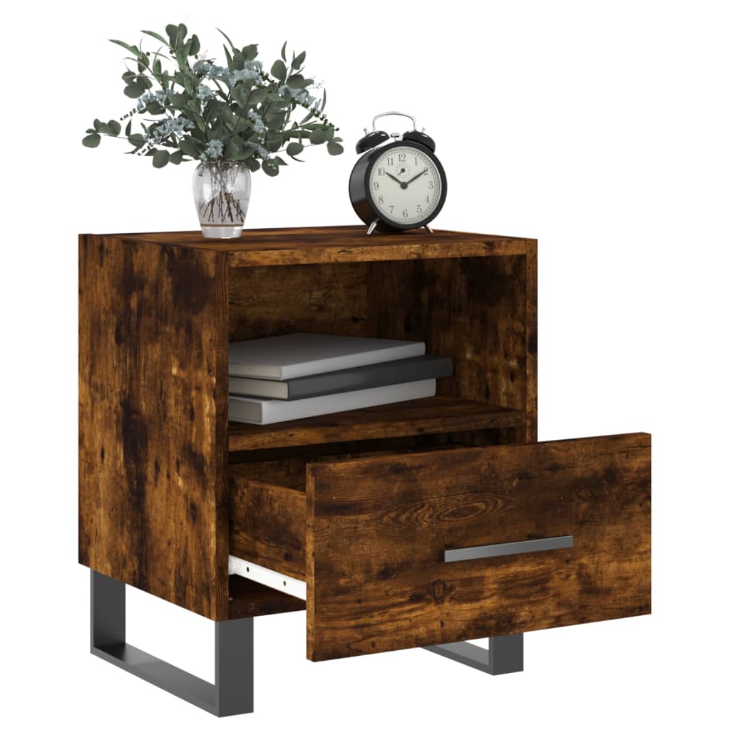 Maison Exclusive - Table de chevet chêne fumé 40x35x47,5 cm bois d’ingénierie - 7