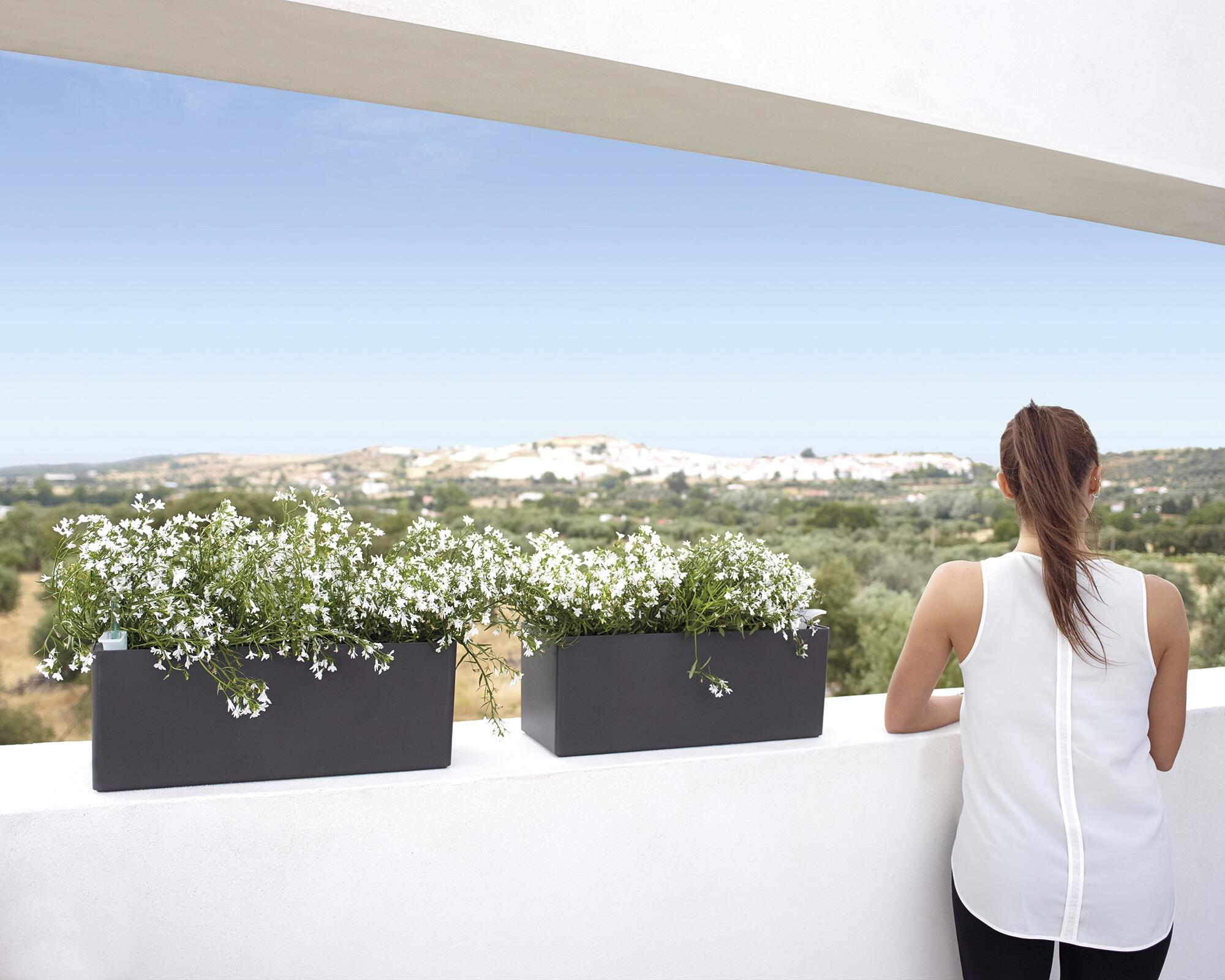 Jardinière auto-arrosante en polypropylène Rimini blanc 51x20x20cm - 6