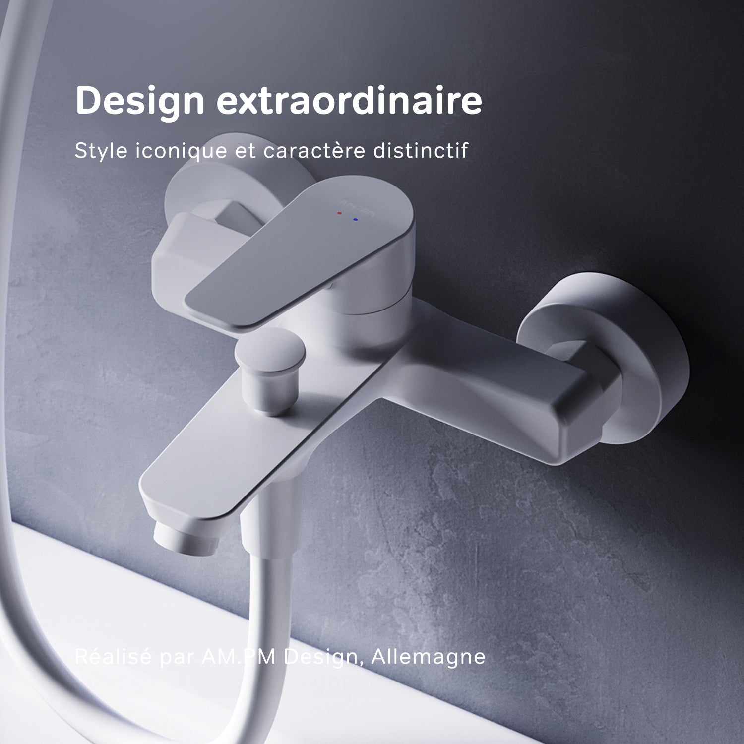 Mitigeur de baignoire mécanique Robinet salle de bain, mitigeur de bain, Blanc, Hit FTA10033 AM.PM - 2