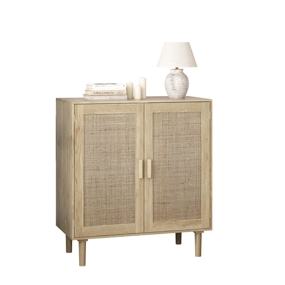 Buffet 2 portes en rotin, 80cm, rangement spacieux, anti-basculement – pour salon, salle à manger, entrée - 8