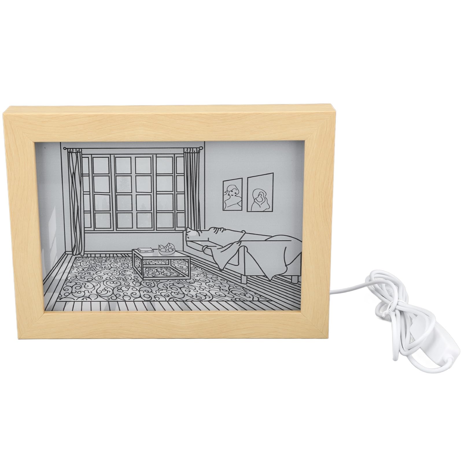 Pintura de luz led con enchufe usb, 3 modos de luz, brillo ajustable, luz decorativa led para decoración de pared del hogar (grande)