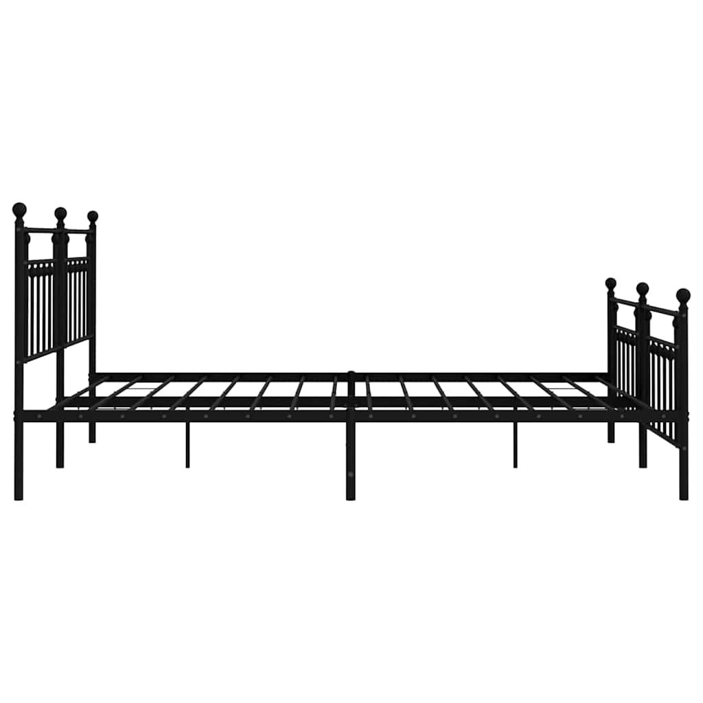 Estructura de cama sin colchón con estribo, de metal negro, para dormitorio, 193 × 203 cm - 7