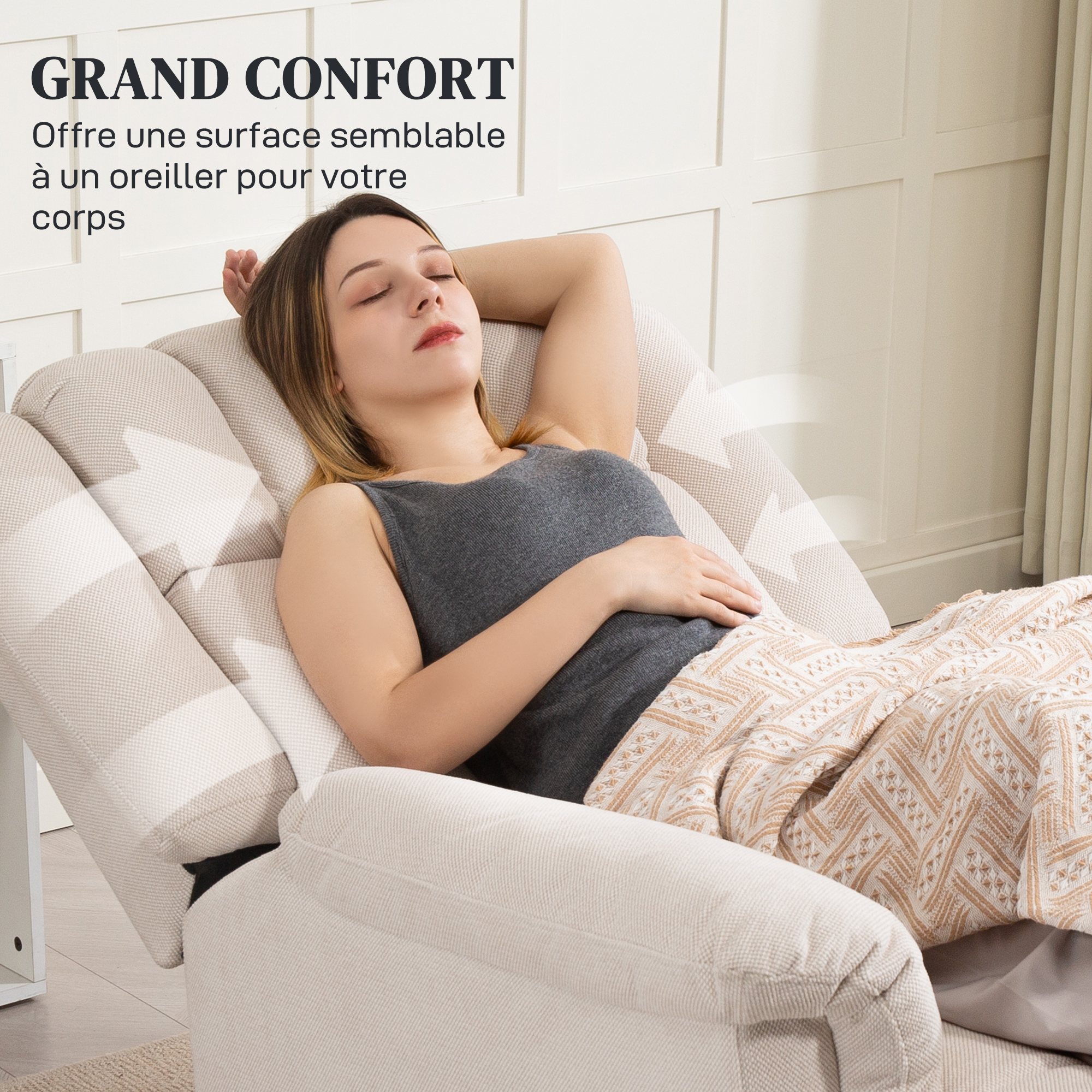 Fauteuil relax massant tissu chenille HOMCOM - 7