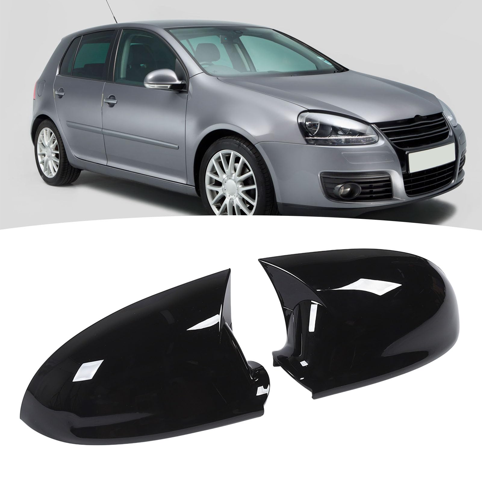 1 paio di copri specchietto retrovisore 1K0857538, nero lucido, look sportivo, copri specchietto retrovisore laterale per MK5 dal 2003 al 2009 - 7