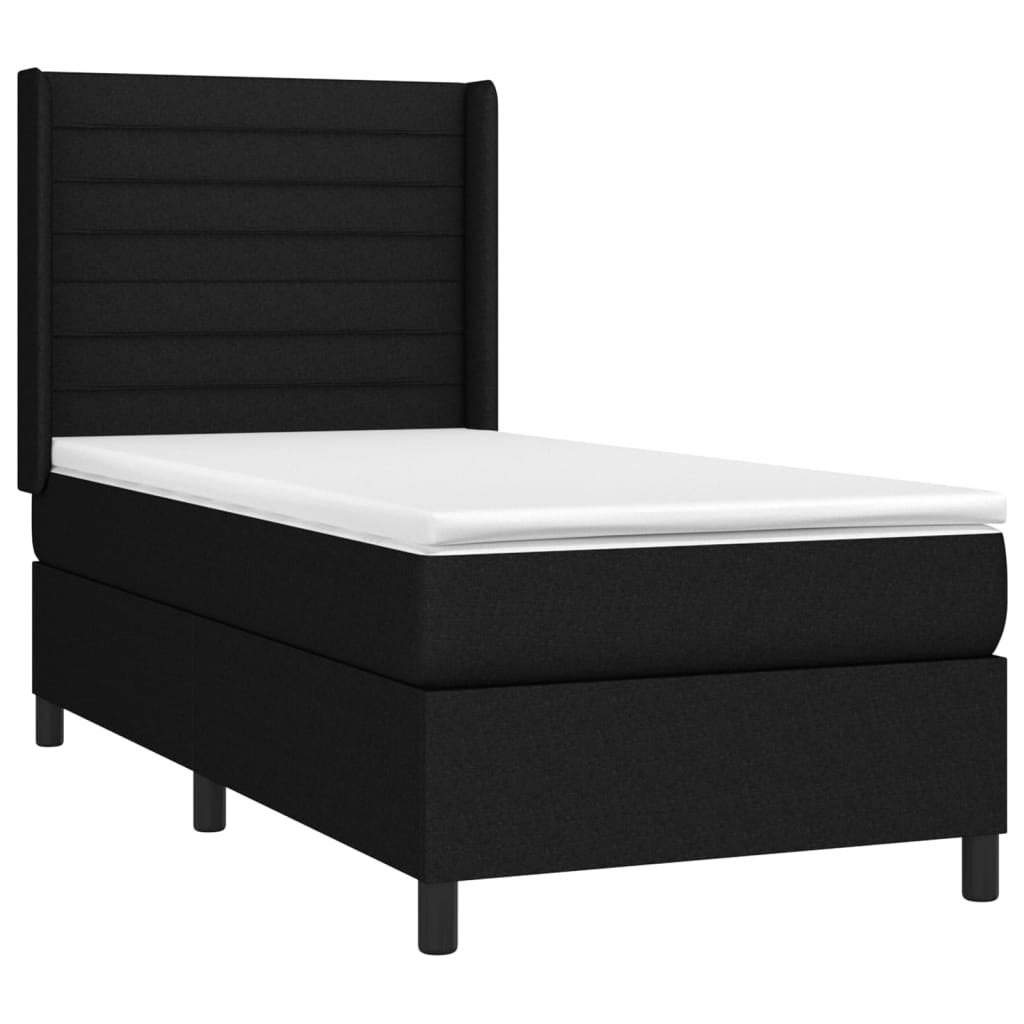 Sommier à lattes de lit matelas et LED Noir 90x200 cm Tissu vidaXL - 4
