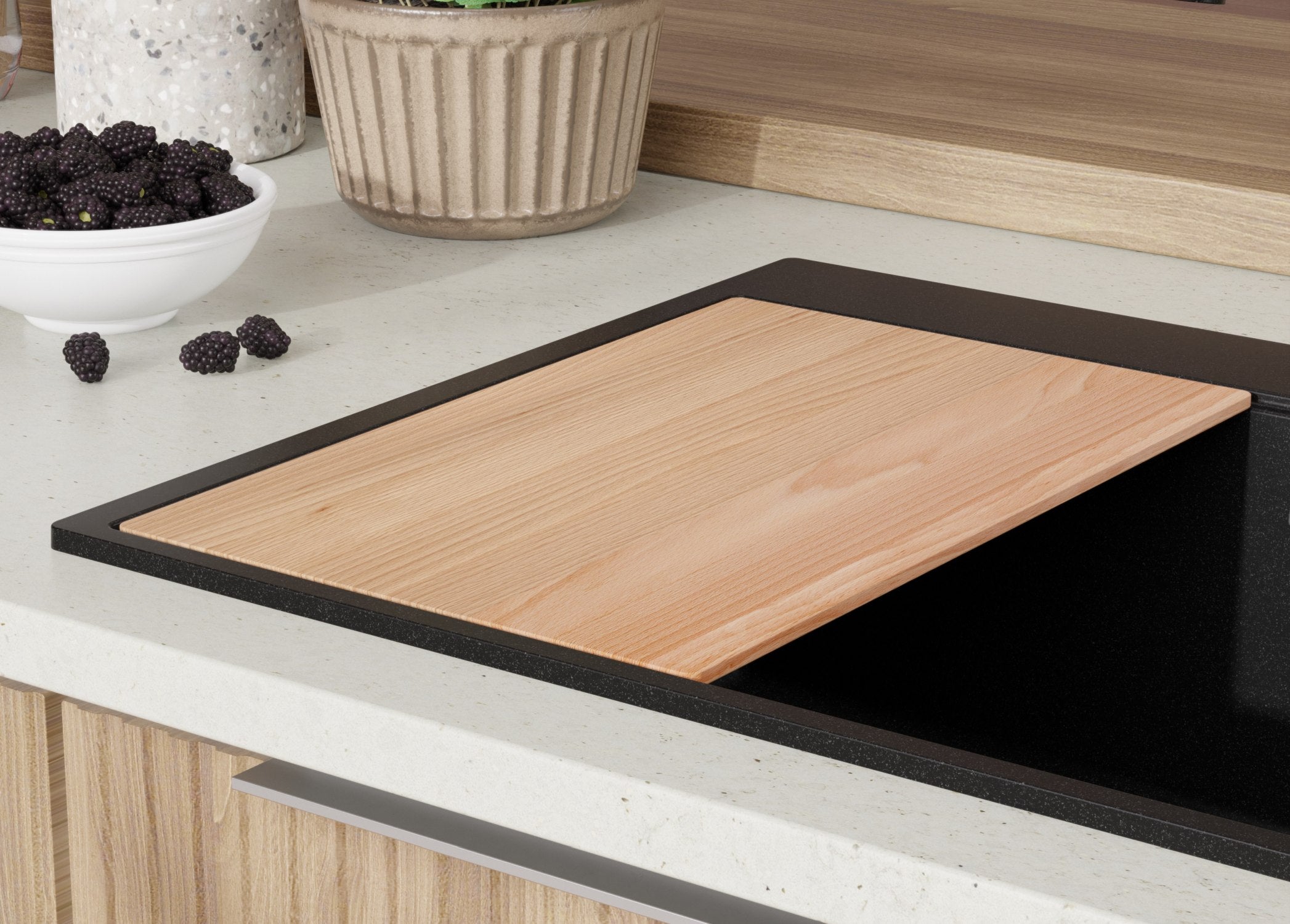 Lavandino da Cucina Nero 88x50cm, Lavello in Granito a 1 vasca + Sifone Classico + Accessori, Lavabo da Cucina Incasso al mobile 90cm PRIMAGRAN - 9