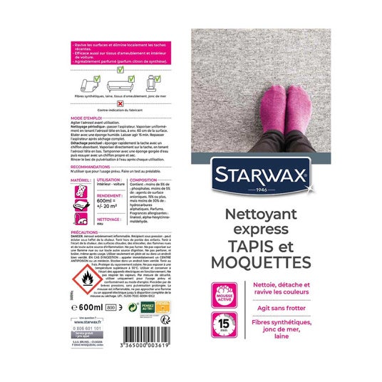 Nettoyant Raviveur Express Tapis Moquettes Starwax - 600 ml Starwax - 2