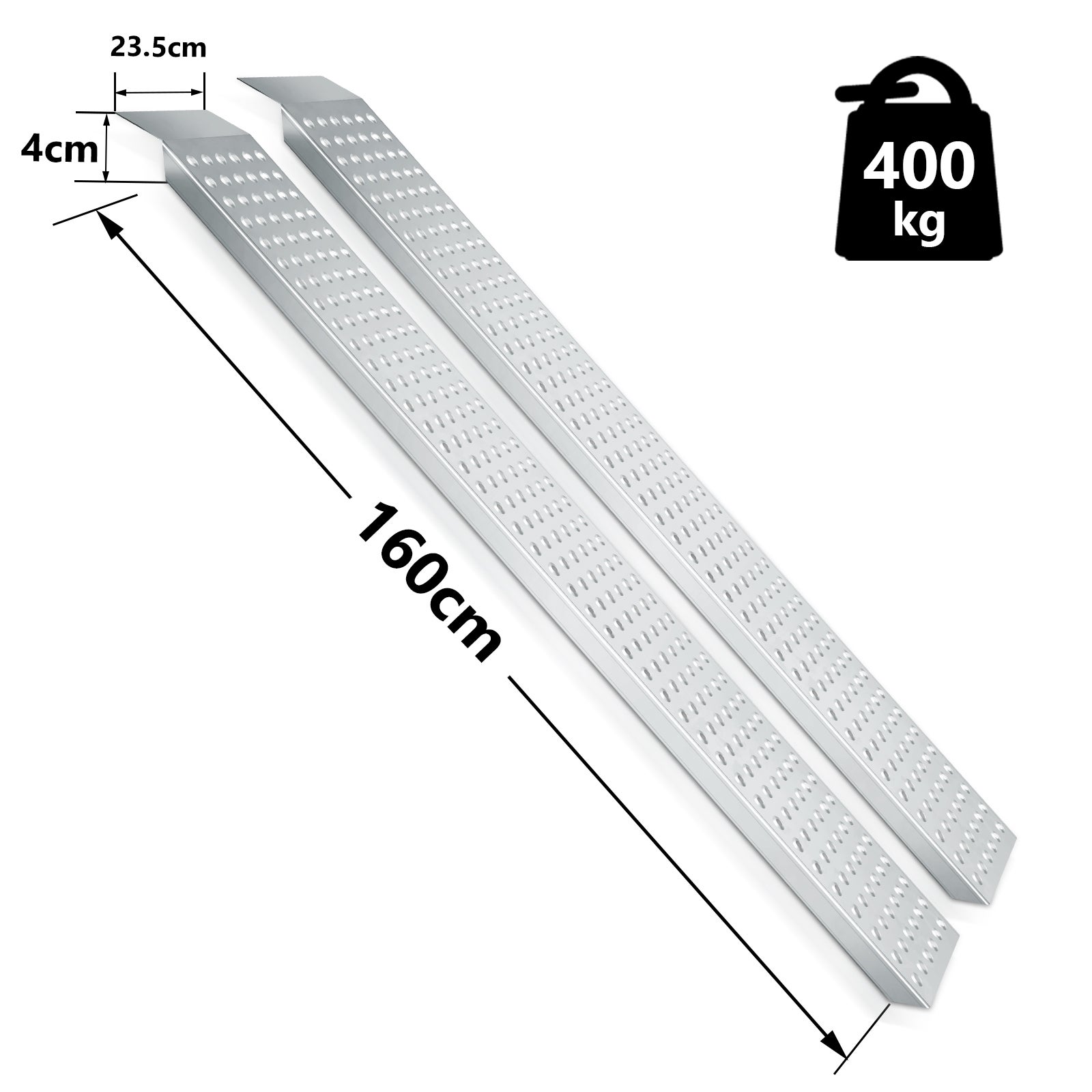 2 Ramps De Chargement TRMLBE - Jusqu'à 400 Kg - Acier Galvanisé Antidérapant - Pour Moto, Quad, Remorque