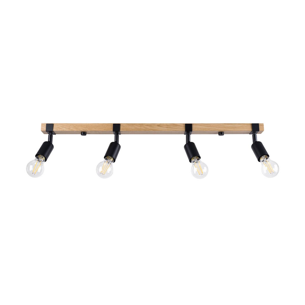 Lampa sufitowa wisząca Zuca czarna-drewno 4xE27x15W industrialna wym: 14 x 15 x 89 cm metal Sollux Lighting