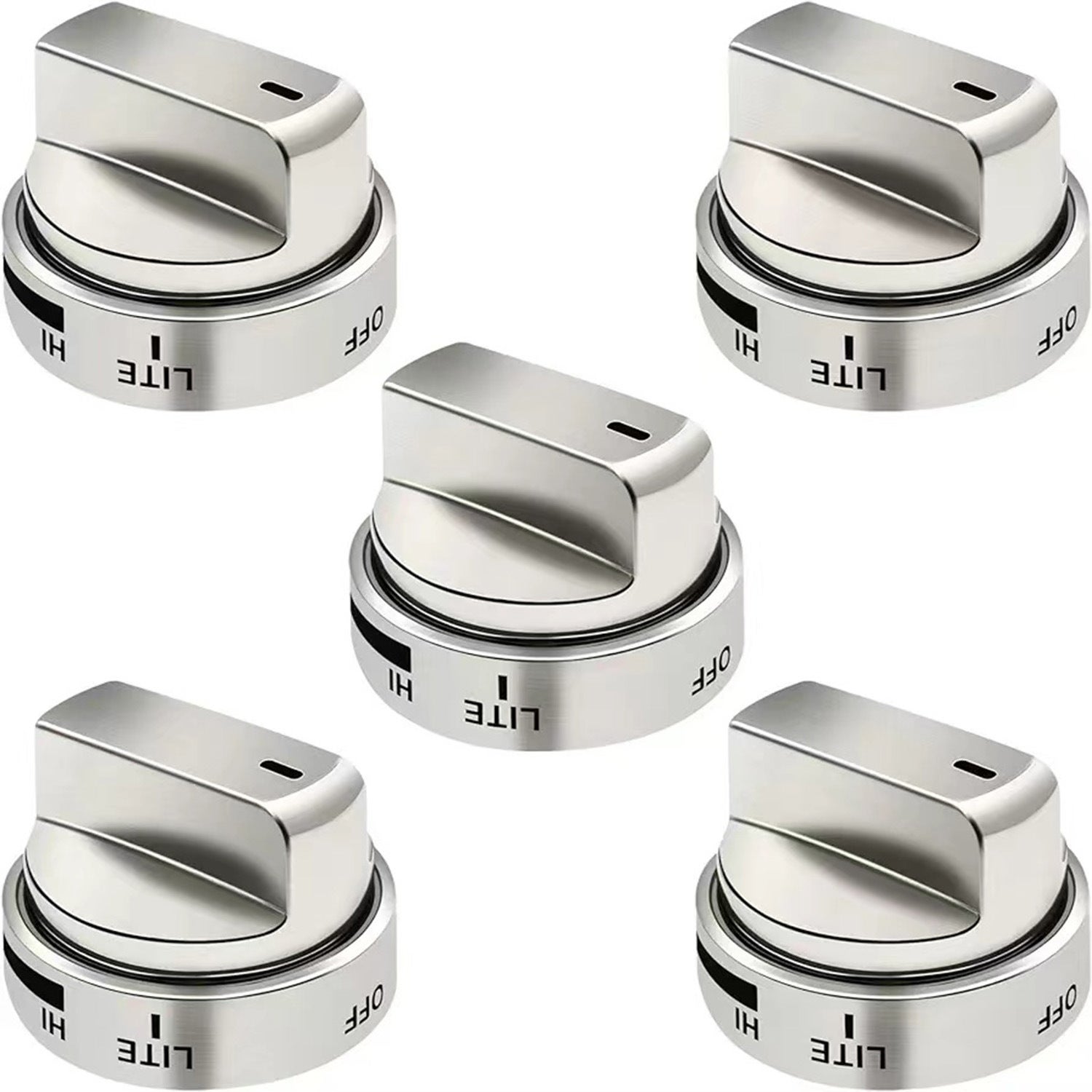 Knadgbft 5 Boutons de Gaz en Métal pour Cuisinière 8 Mm, Régulateur de Cuisinière, Bouton de Four, Bouton de Brûleur, Pièces de Rechange pour Interrupteur à Gaz de Plaque de Cuisson