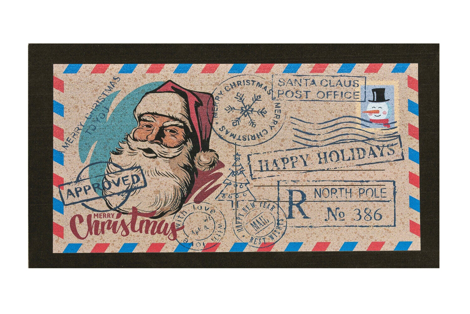 Felpudo de goma reciclado 40x70 cm sostenible antideslizante entrada casa rectangular dib_navidad f