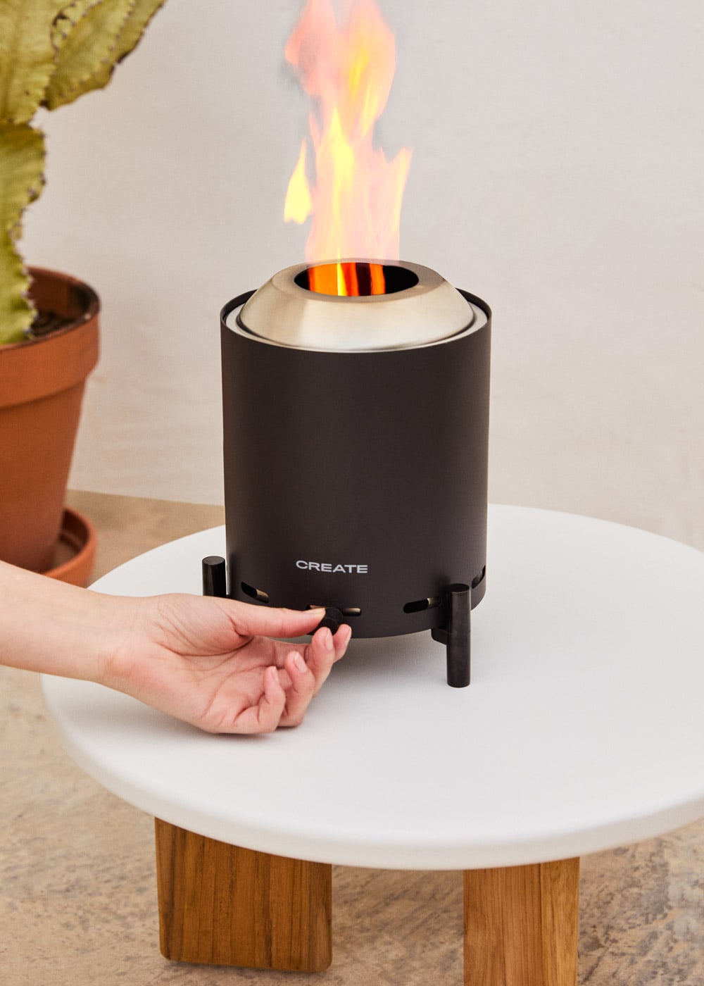 CREATE - FIRE PIT COMPACT - Brasero de mesa 1,5kW para exterior a pellets sem fumaça - 3