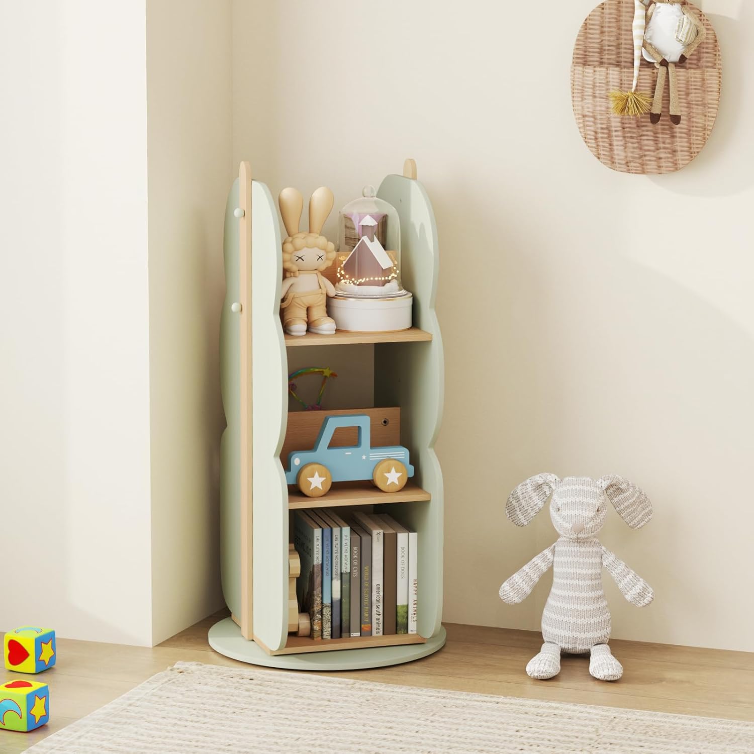 Libreria Girevole Tonchean 6 Ripiani 360° | Scaffale A Torre Multifunzione In PVC Per Libri E Oggetti, Bianco - 4
