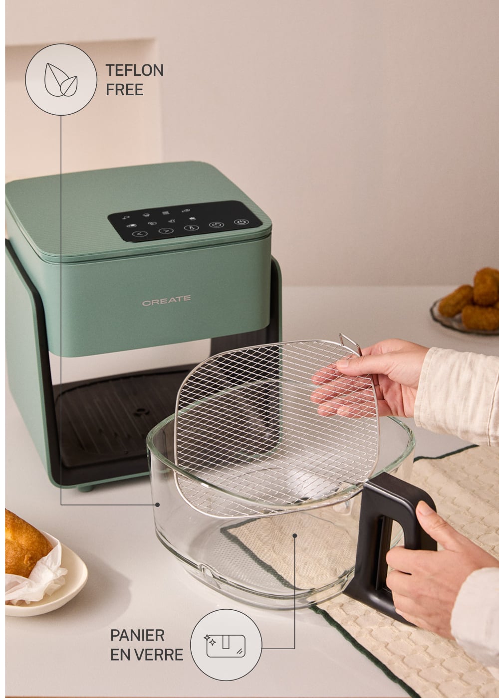 AIR FRYER STUDIO CRYSTAL – Szklana frytkownica powietrzna 4,2 l, 1300 W - 4