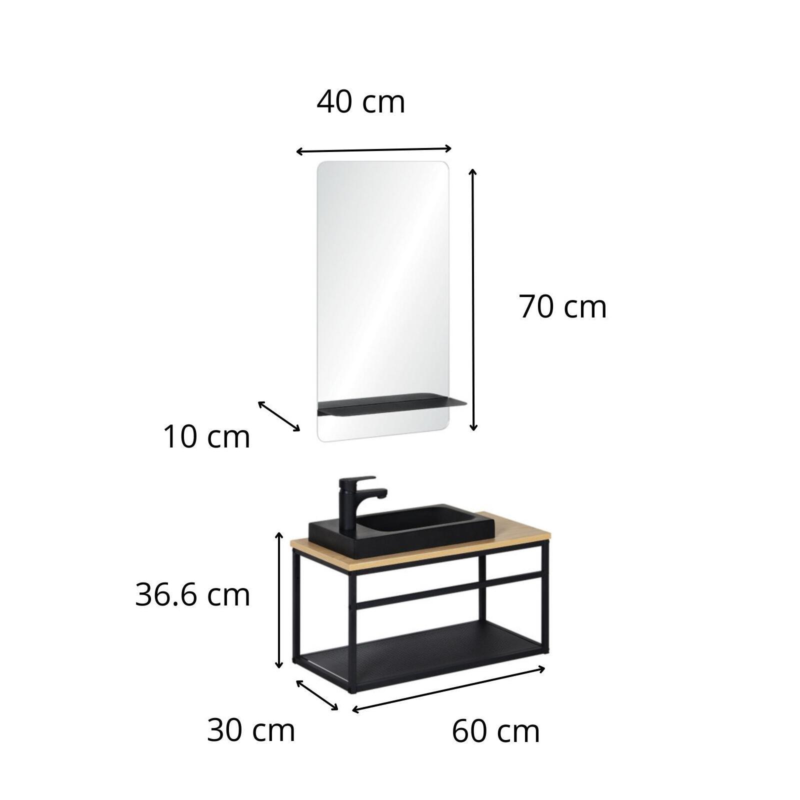 Ensemble lave-mains WILO grande largeur avec robinet et miroir 60cm - 3
