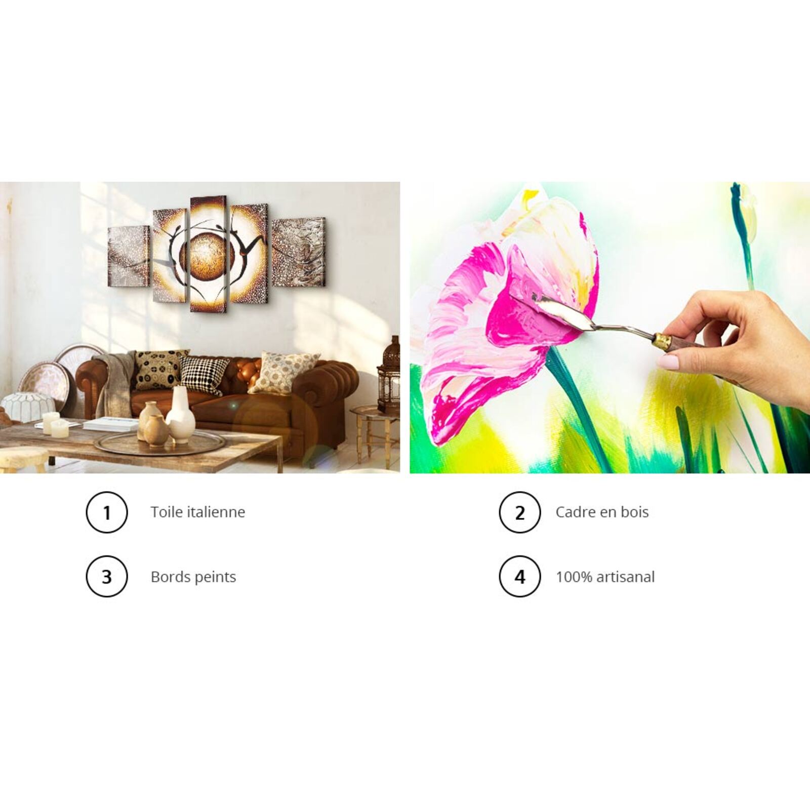 Tableau peint explosion 90 x 60 cm Bleu et Vert - 5