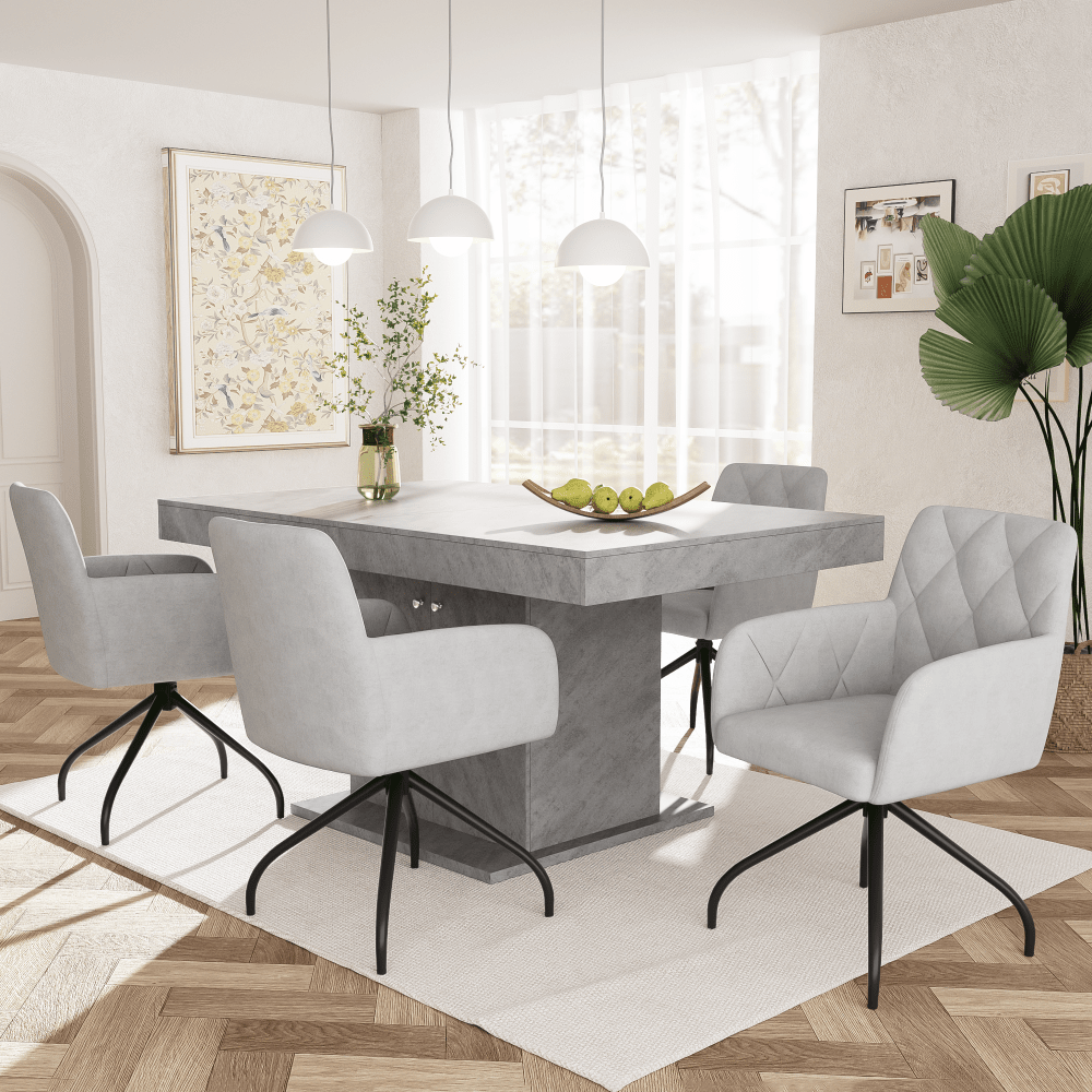 Silla de comedor giratoria 360°, diseño diamante, silla de ocio moderna, silla lounge, silla de estudio, gris