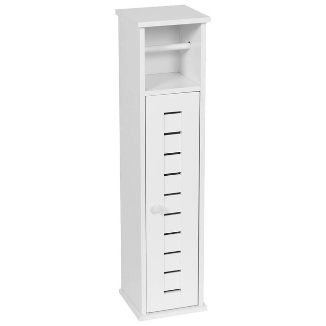 Meuble réserve et dérouleur de papier WC 1 porte et 1 étagère intérieure décor Santorin - Tendance