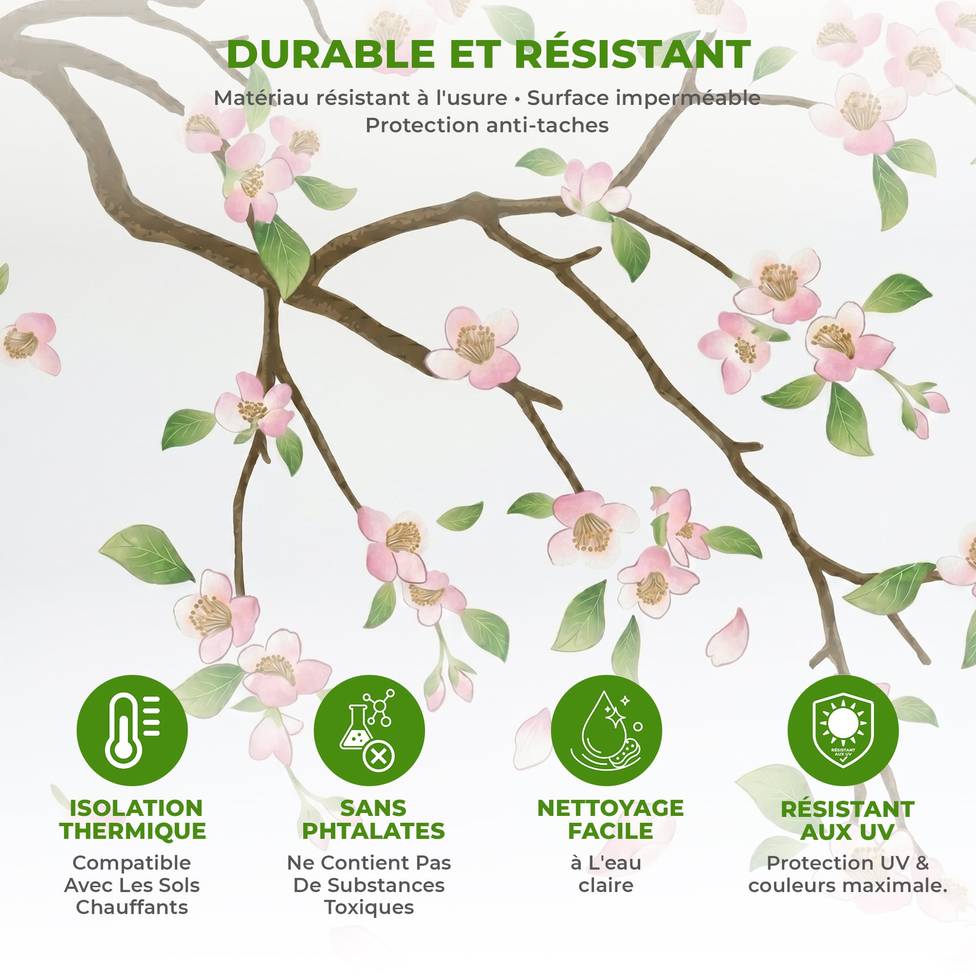 Stickers Muraux décoration adhésifs Cerisier en fleurs - 4