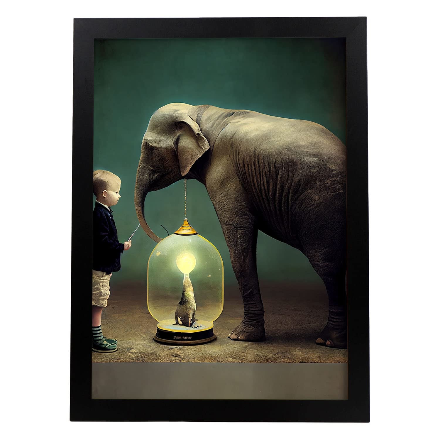 Nacnic poster elefante en estilo surrealismo cinematográfico ilustraciones y grabados de historieta abstracta y artística para a3 marco negro