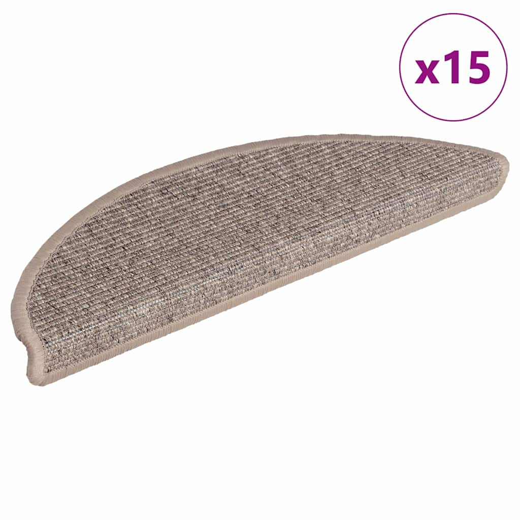 Tapis d'escalier 15 pièces 56 x 17 x 3 cm Beige foncé Demi-rond vidaXL ...