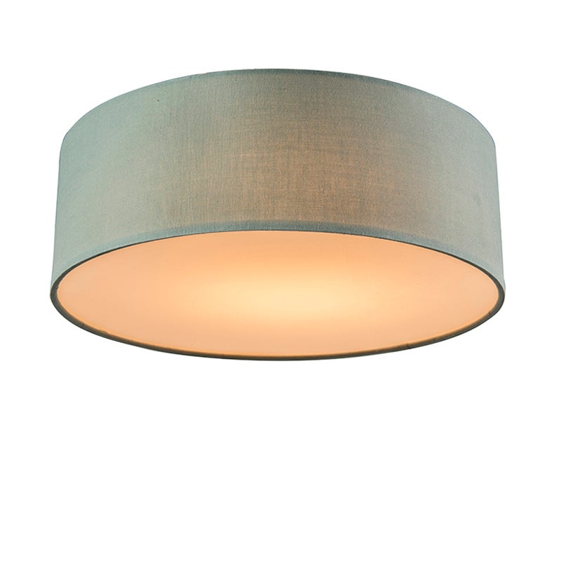 Qazqa nowoczesny plafon z tkaniny - Drum Led - zielony, okrągły, żarówkami LED 10w, led-module, 3000k, ciepła biel oświetlenie