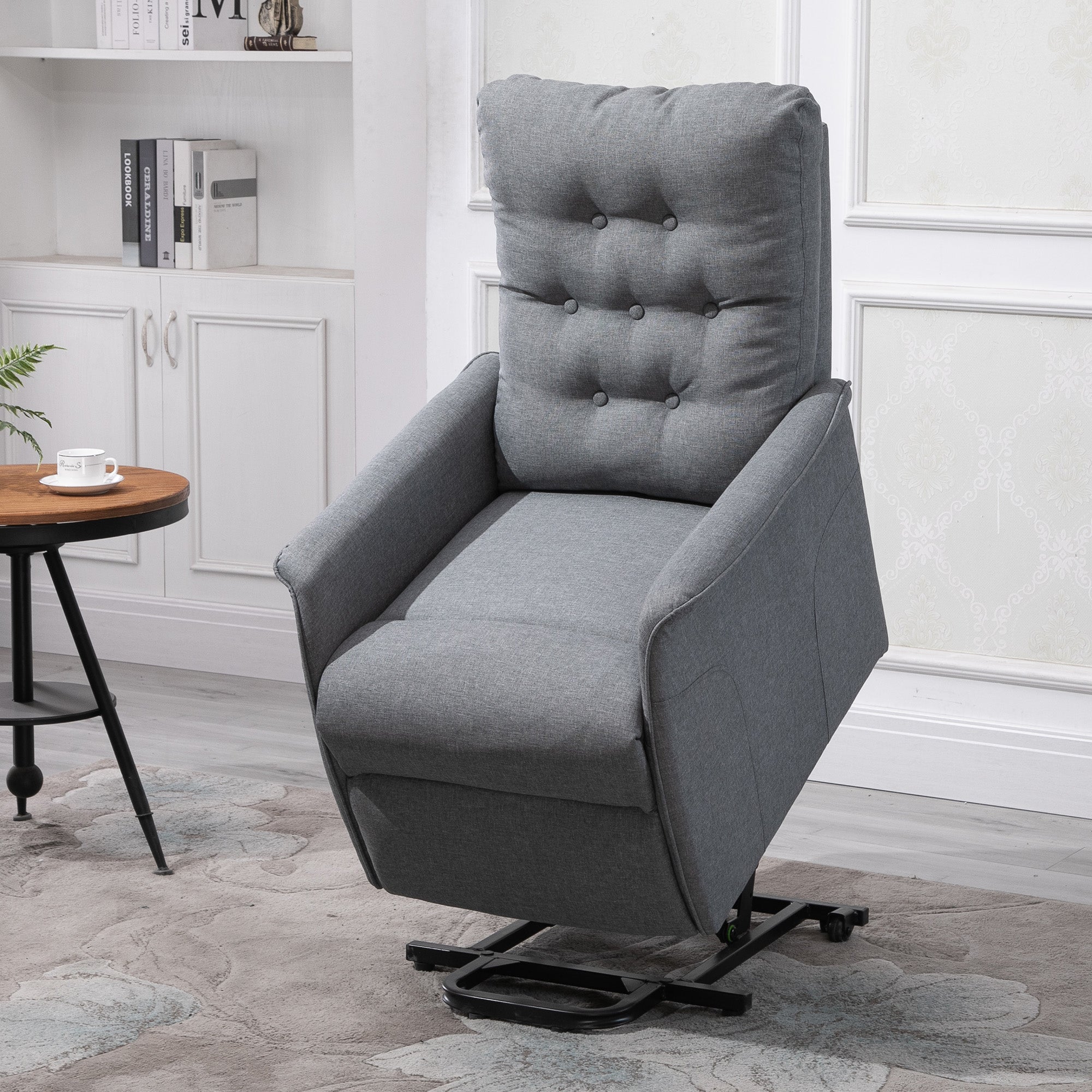 Fauteuil relax électrique en lin gris 1 place HOMCOM - 2