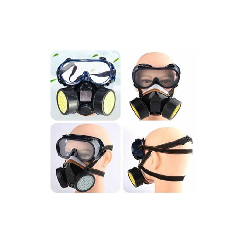 Masque respiratoire réutilisable noir à double filtration, protection anti-poussière, anti-gaz, vapeurs toxiques pour peinture, bricolage, ponçage - 2
