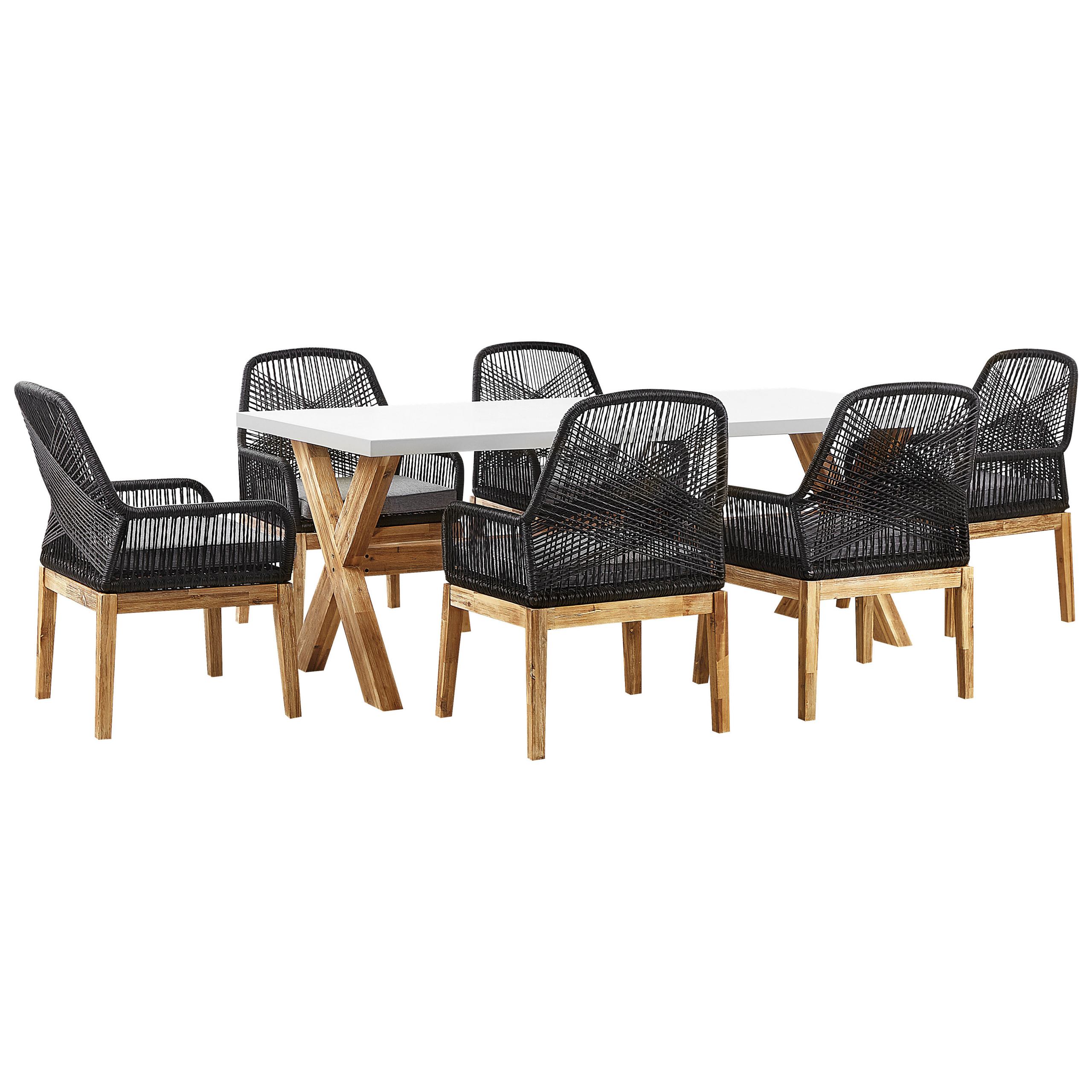 Beliani Conjunto de comedor exterior 6 plazas OLBIA con cojines Cemento Negro - 2