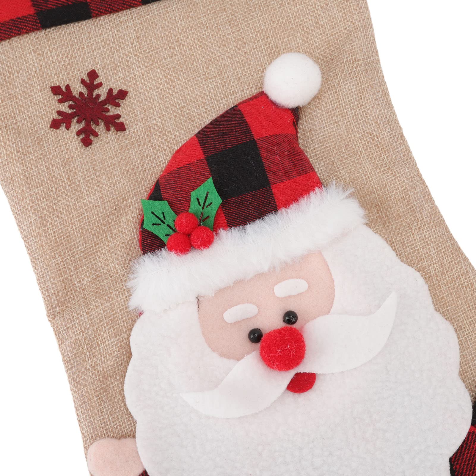 Decoração de Natal, Meia de Natal Xadrez Vermelha Padrão 3D Pendurado Natal - 9