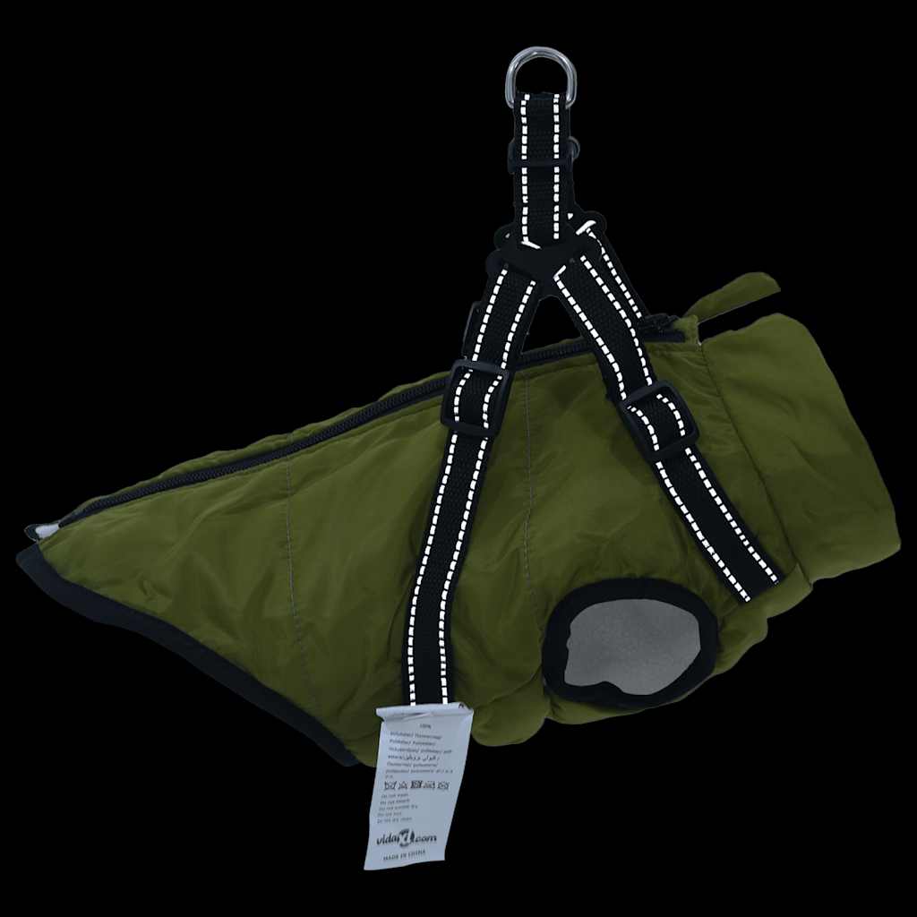 Casaco para cão com arnês impermeável reflexivo M verde militar - 6