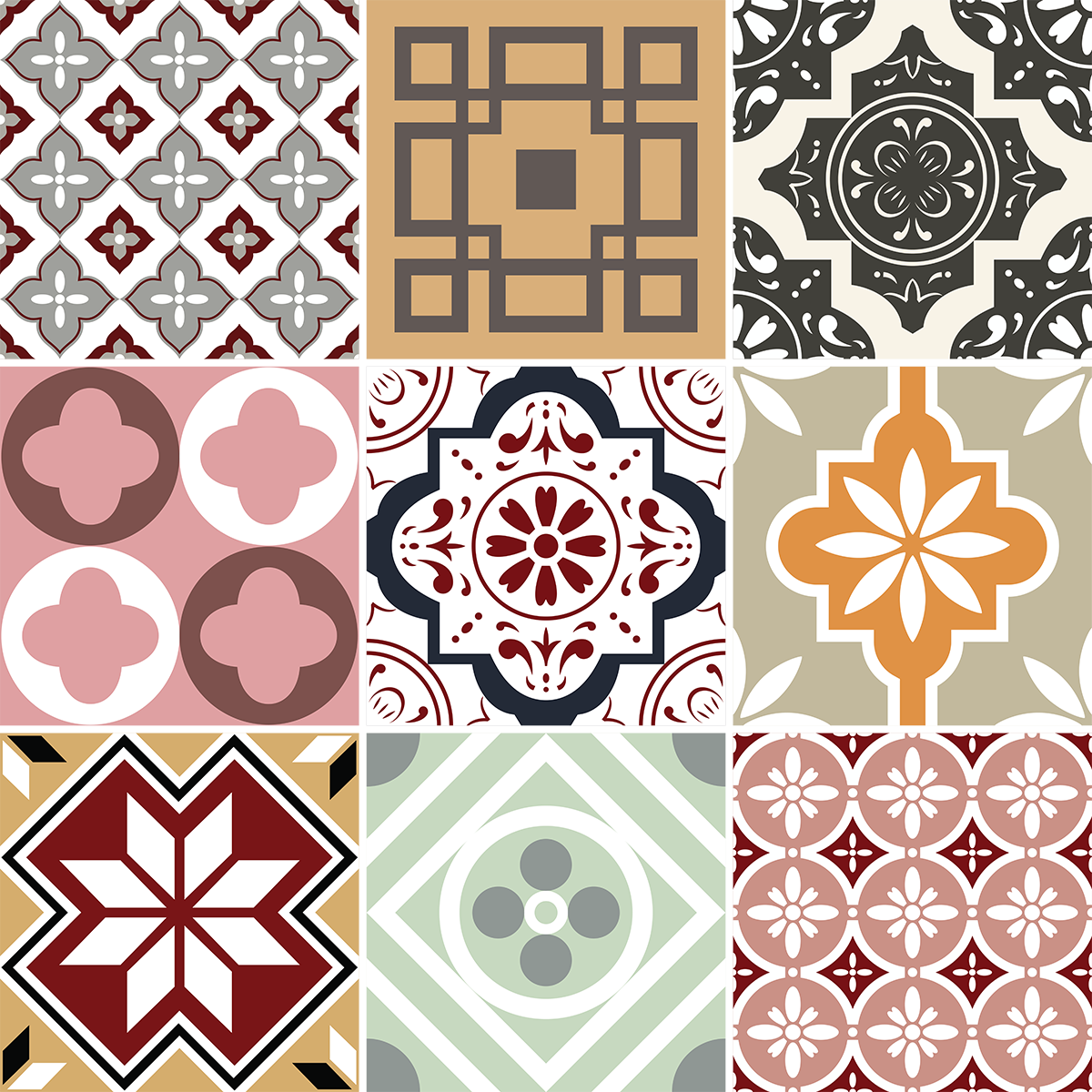 9 adesivi piastrelle azulejos loriatina - Sticker adesivo - adesivi murali - 9stickers15x15cm - 2