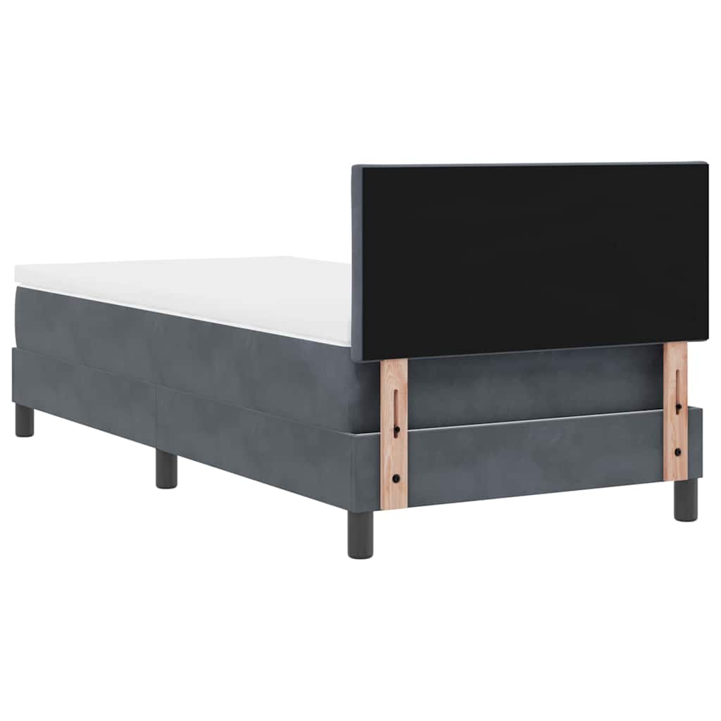 Cadre de lit avec matelas Gris foncé 90 x 190 cm Velours - 9