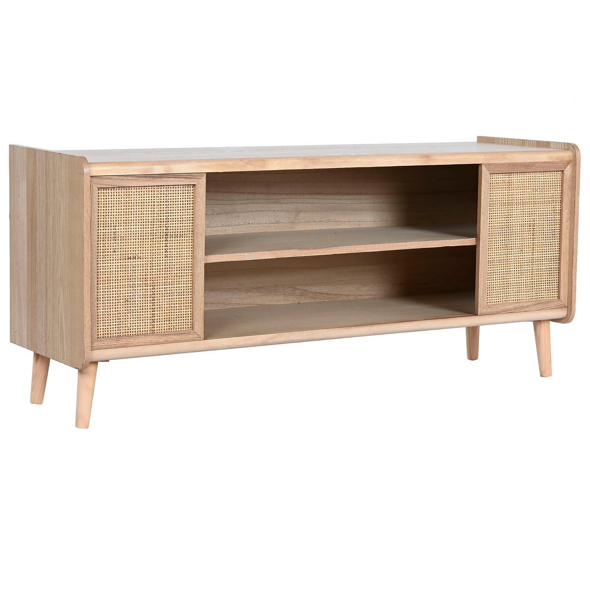 Meubles de télévision Home ESPRIT Naturel Rotin Bois de paulownia 120 x ...