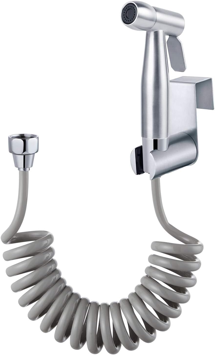 Przenośny spryskiwacz bidetowy z haczykiem na zbiornik na wodę i elastycznym teleskopowym wężem prysznicowym ABS do łazienki, prysznica