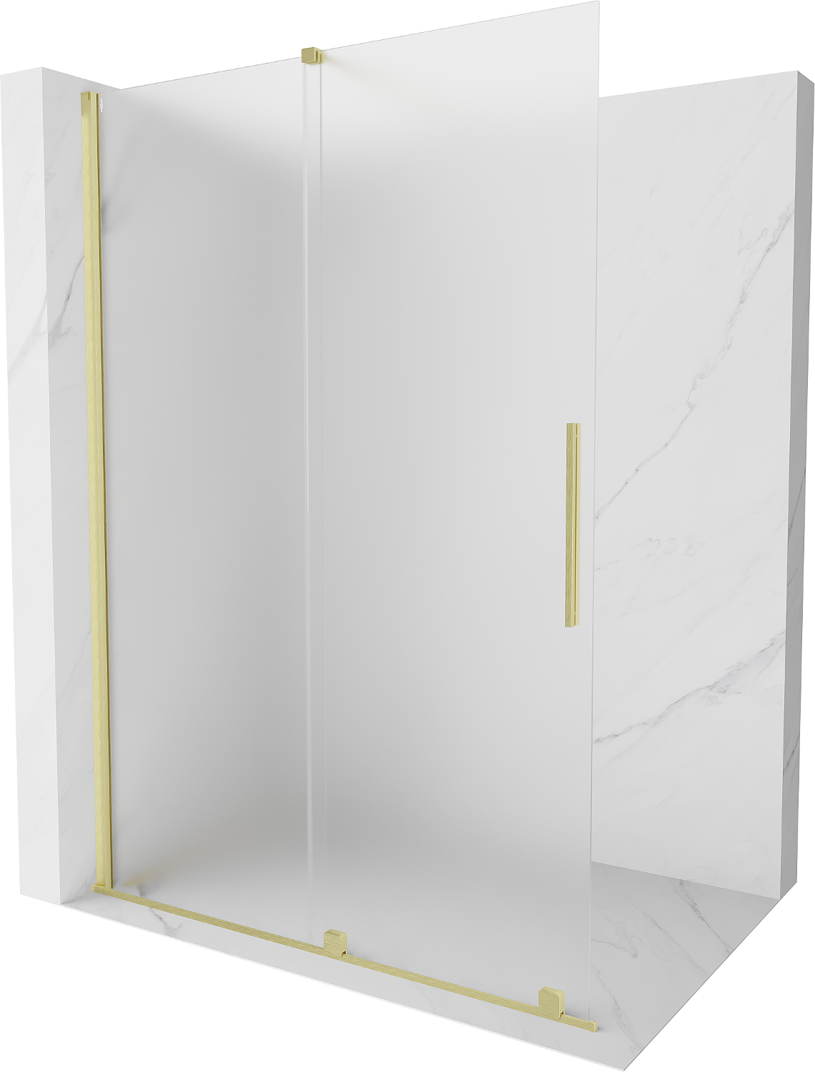 Mexen Velar ścianka prysznicowa rozsuwana Walk-in 140 x 200 cm, szron 8 mm, złota szczotkowana - 871-140-000-33-55