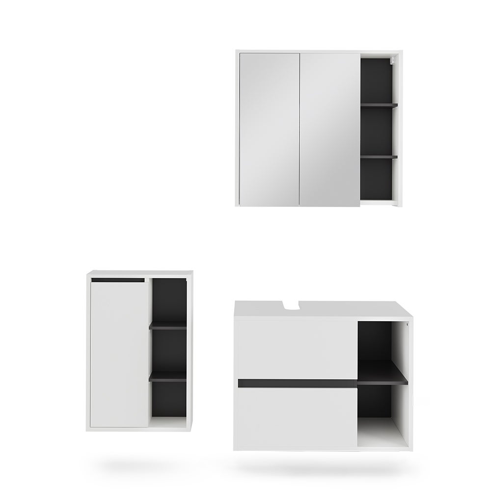 Vicco Zestaw mebli łazienkowych Viola, Biały/szary, 3 części