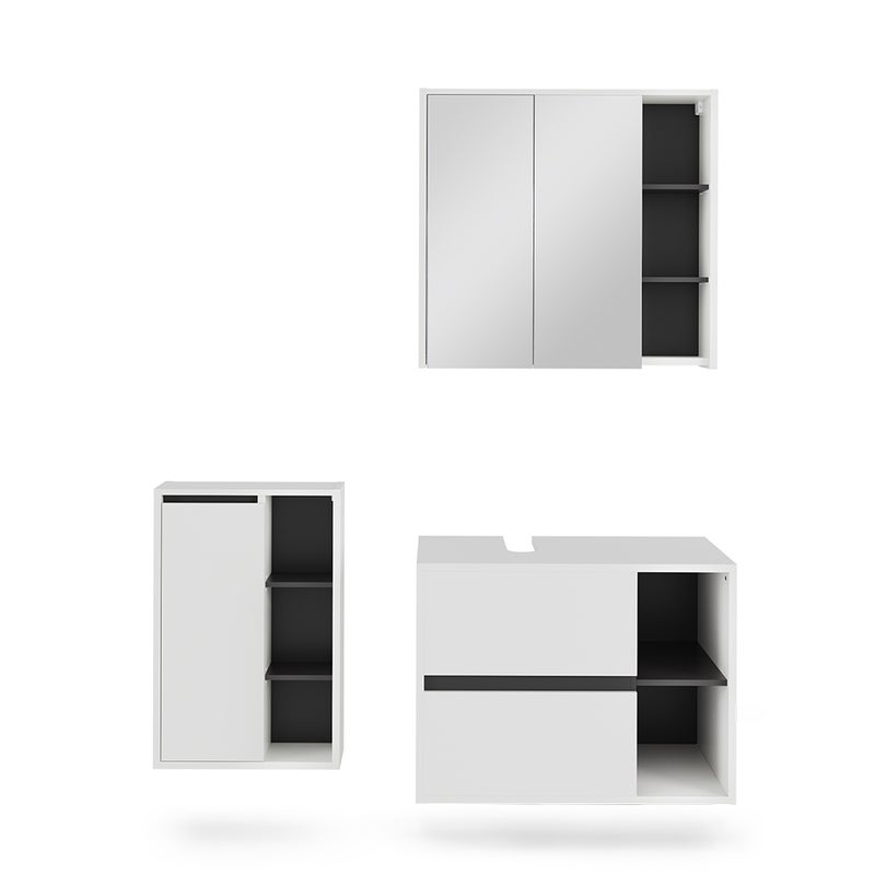Vicco Zestaw mebli łazienkowych Viola, Biały/szary, 3 części