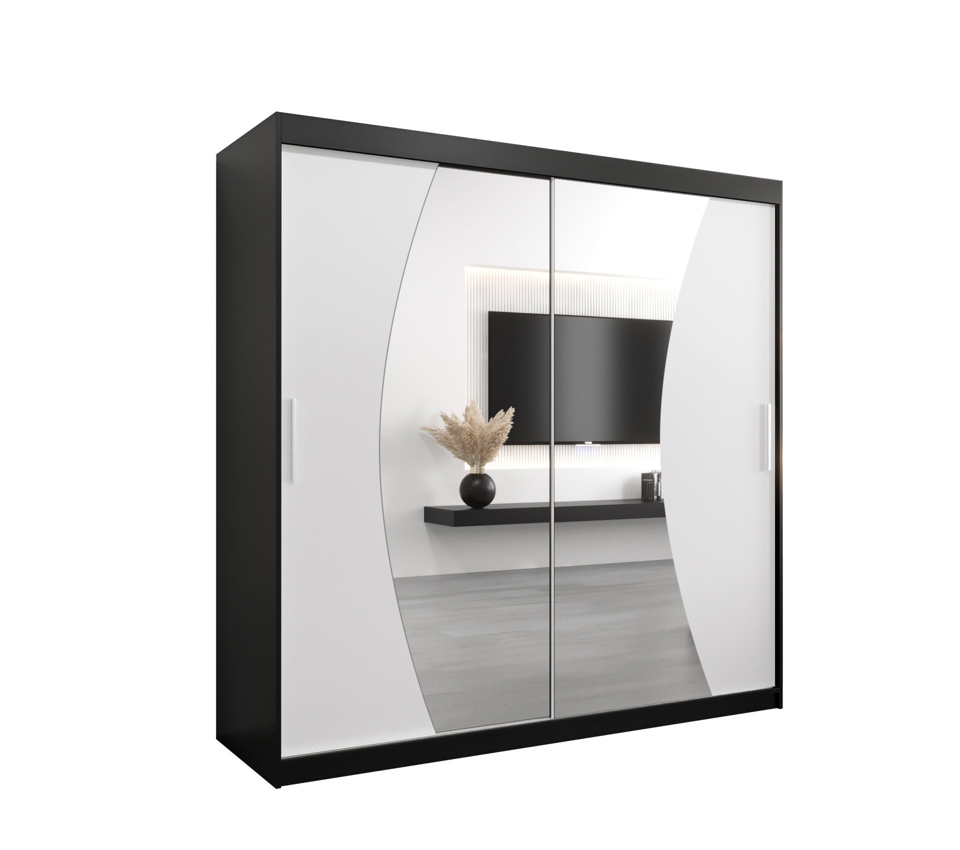Szafa przesuwna garderoba WAVE 200 x 62 x 200 cm Czarny + Biały - Abiks Meble