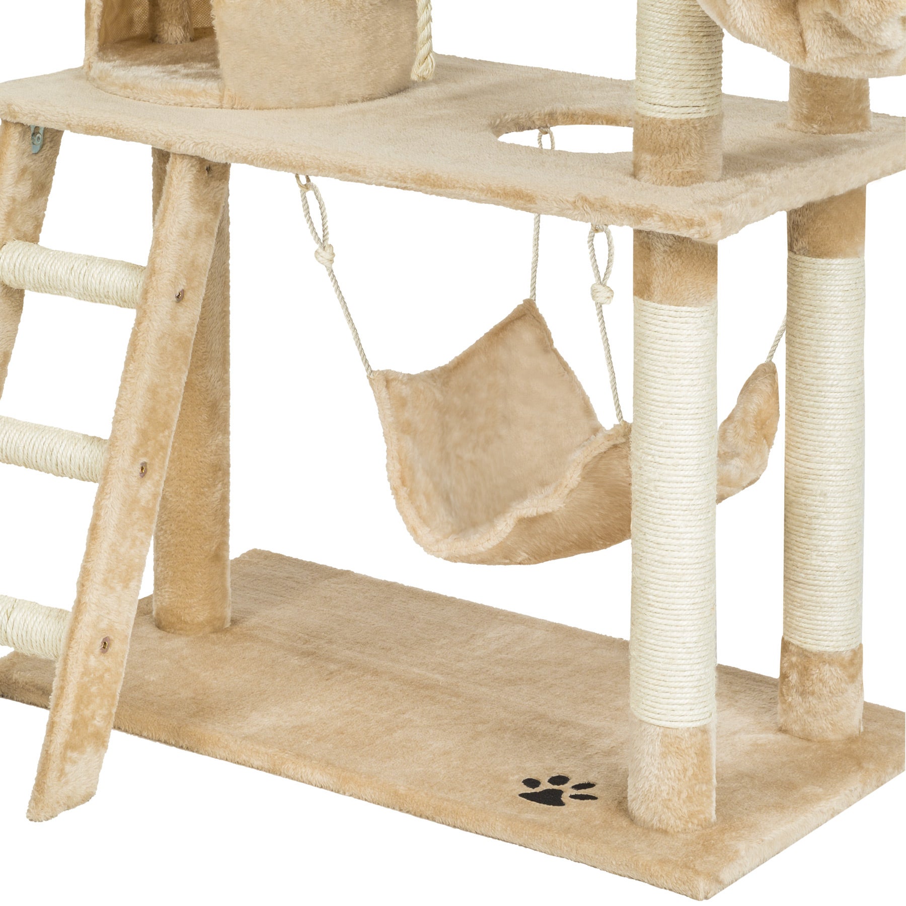 Arbre à chat en sisal avec hamac, griffoir, cabane et cordelette de jeu 105 x 60 x 141 cm TECTAKE - 6