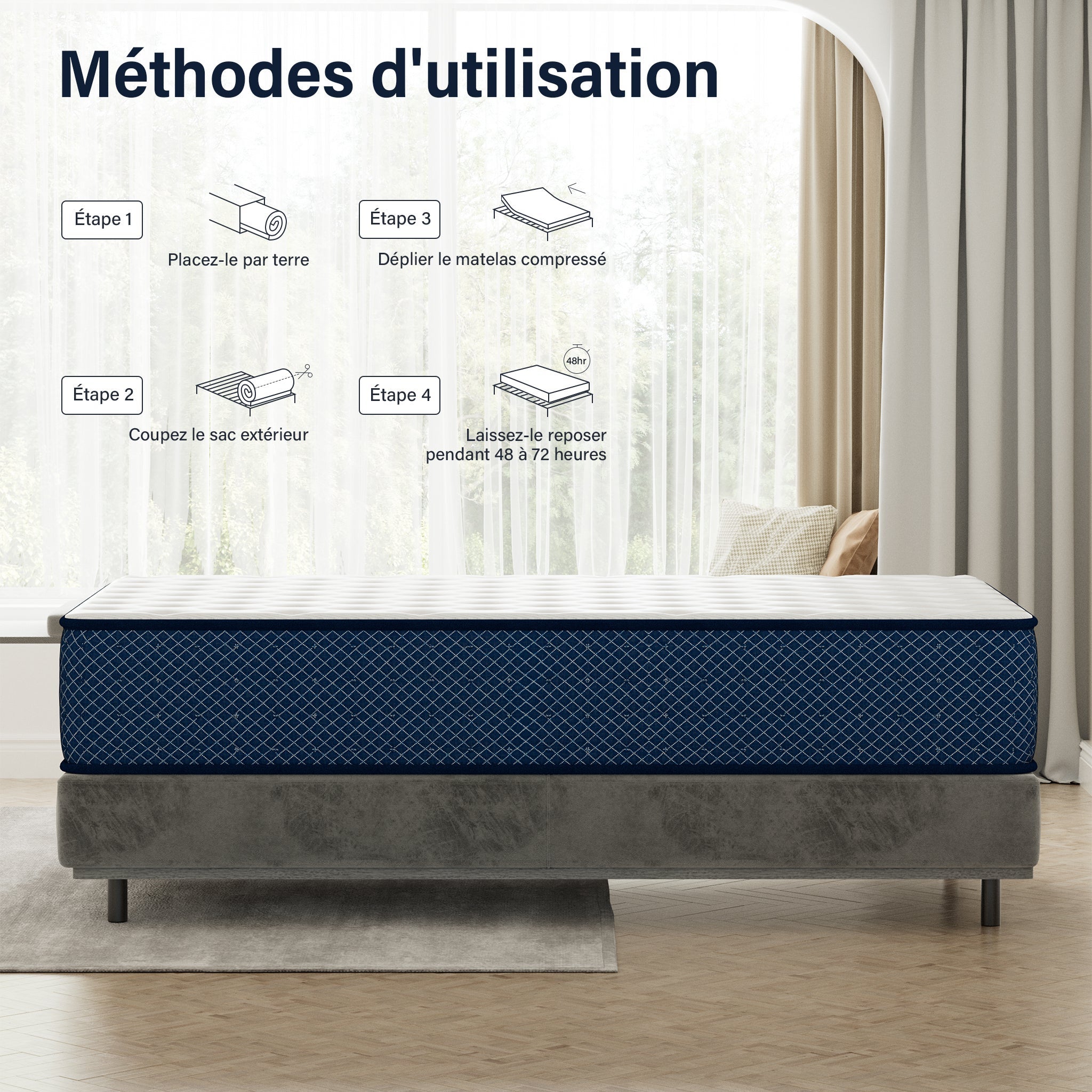 TEENO Matelas mousse 140x190 cm, epaisseur 30 cm Ferme 7 zones de confort en mousse, Réversible Soutien Parfait - 6