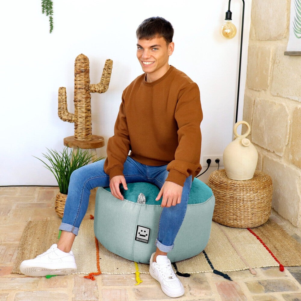 Puff Redondo Tex Turquesa - 2