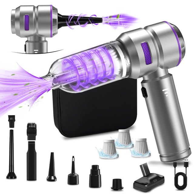 Aspirateur Voiture 4-en-1 Puissant sans Fil 30000PA,Mini Aspirateur à Main avec Moteur Brushless,3 Niveaux,Souffleur Air Comprimé pour Nettoyage Auto