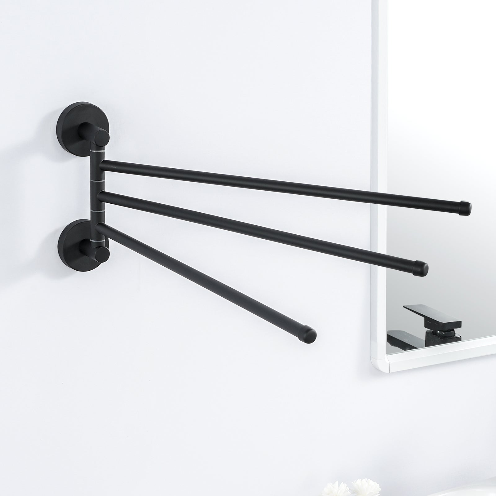 Colonne douche en laiton Bronze Rétro,Douche avec Mitigeur Mécanique,Hauteur Réglable+Porte-Serviettes Inox avec 3 Barres 180°Rotatives,Noir - 5