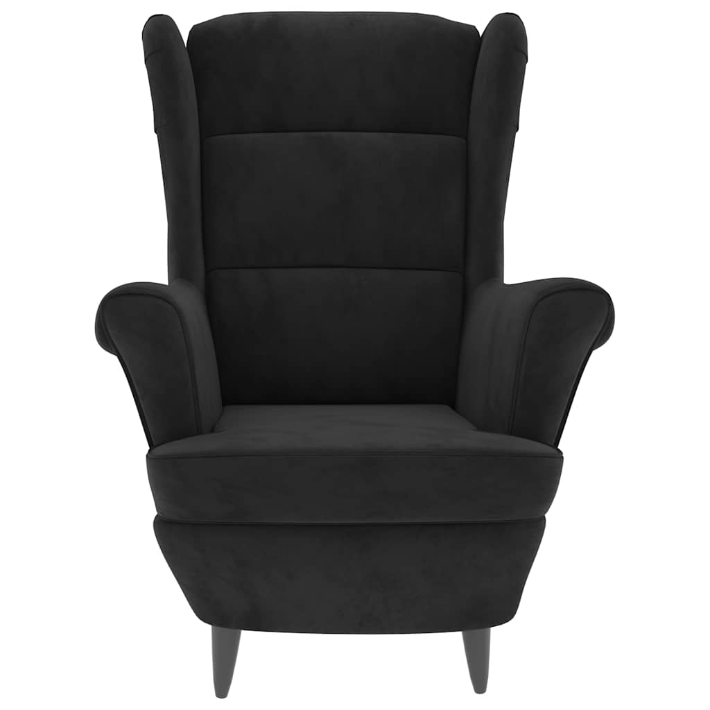 Fauteuil à oreilles avec tabouret en velours noir pour le salon - 4